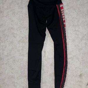 PINK Victoria's Secret Black Leggings with pink Stripe